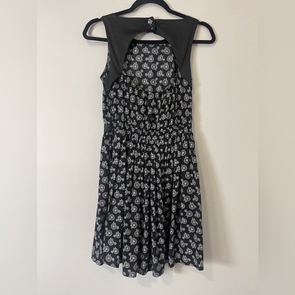 Bar III Womens Dress Size XS Black Bicycle Print Open Back - Picture 8 of 14
